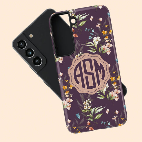 Watercolor Flowers Personalized Monogram Galaxy Case