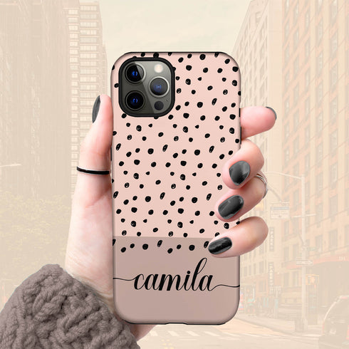Speckled Dots Custom Name iPhone Case