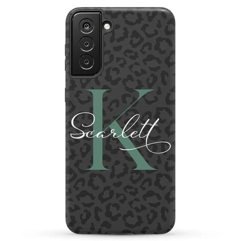 Monogram Personalized Dark Leopard Galaxy Case
