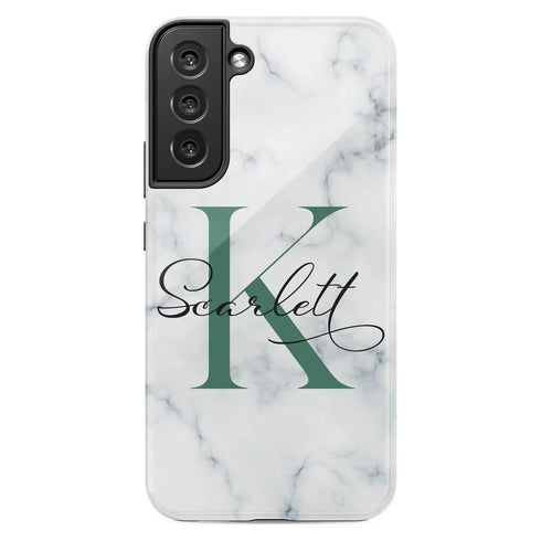 Monogram Personalized White Marble Galaxy Case