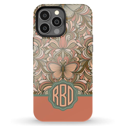 Boho Folk Art Floral Monogram iPhone Case