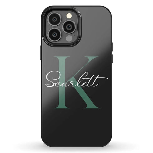 Monogram Personalized Solid Black iPhone Case