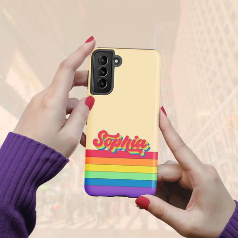 LGBTQ Pride Rainbow Custom Retro Name Galaxy Case