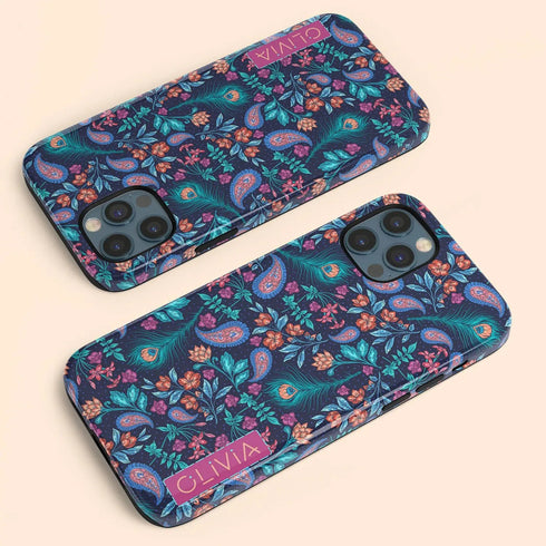 Paisley Peacock Custom Name iPhone Case