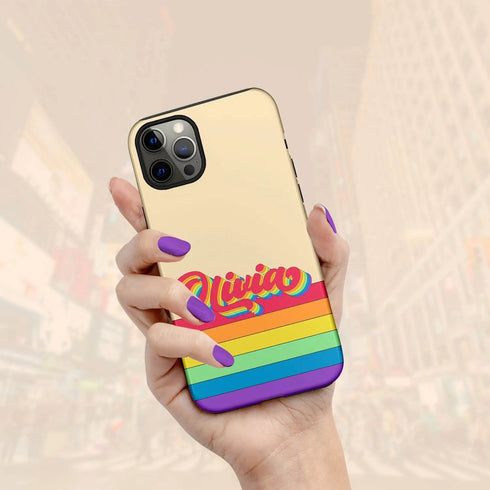 LGBTQ Pride Rainbow Custom Retro Name iPhone Case