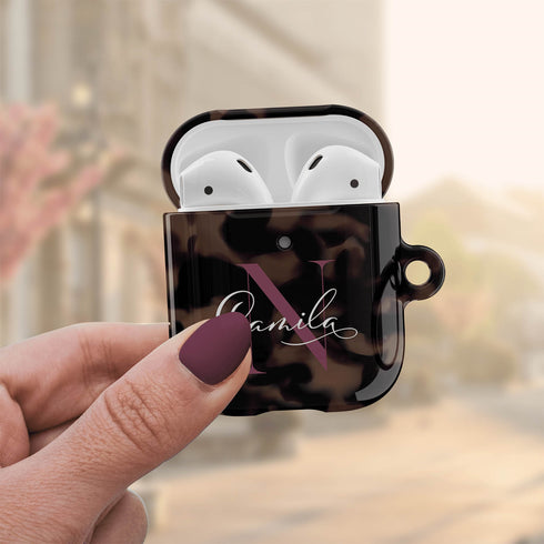 Monogram Personalized Tortoiseshell AirPods Case