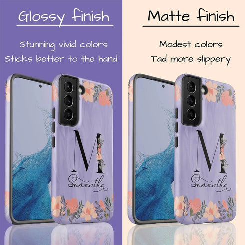 Floral Purple Monogram Custom Name Galaxy Case