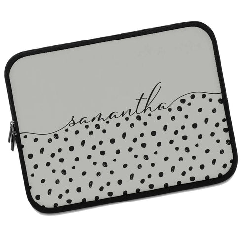 Spotted Dots Custom Calligraphy Name Laptop Sleeve