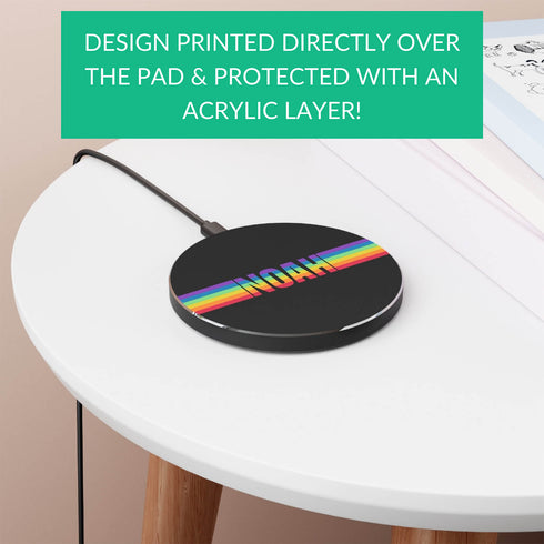 LGBTQ Custom Rainbow Name Pride Wireless Charger Pad