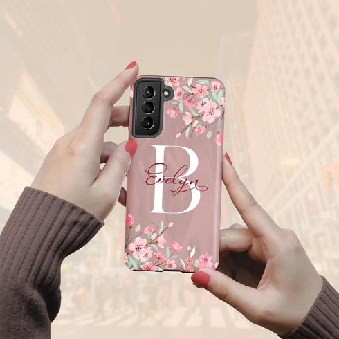 Cherry Blossom Monogram Personalized Galaxy Case