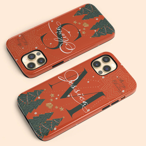 Christmas Monogram Custom Name iPhone Case