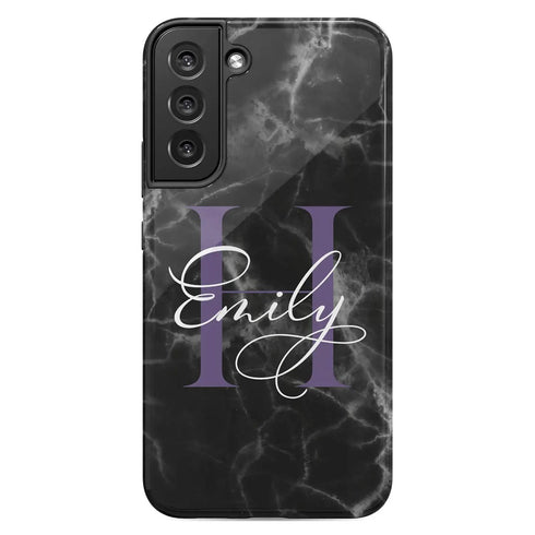 Monogram Personalized Black Marble Galaxy Case