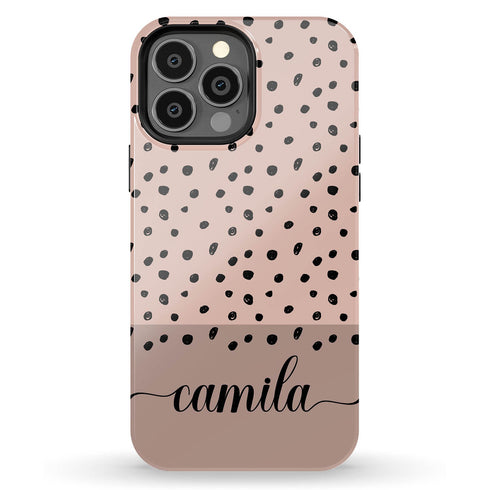Speckled Dots Custom Name iPhone Case