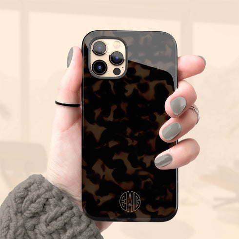 Tortoiseshell Round Monogram iPhone Case