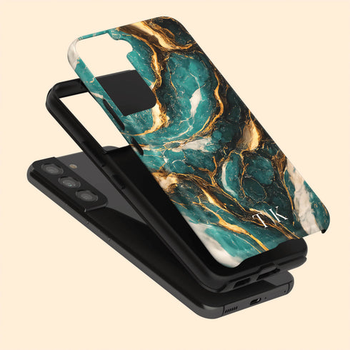 Cracked Marble Custom Initials Galaxy Case