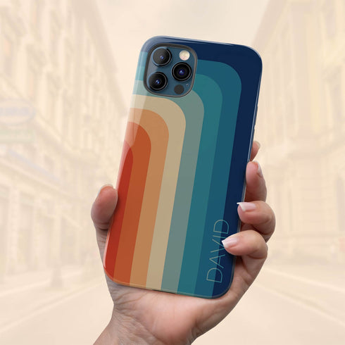 Retro Colors Rainbow Custom Name iPhone Case