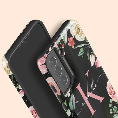 Monogram Roses Personalized Galaxy Case