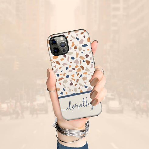 Terrazzo Pattern Custom Name iPhone Case