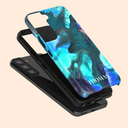 Turquoise Opal Marble Custom Name Galaxy Case