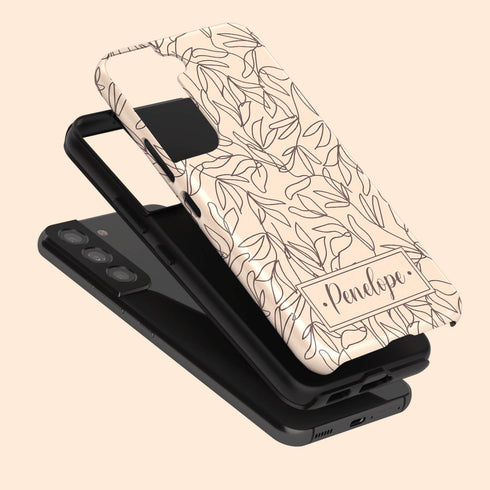 Boho Line Art Flowers Custom Name Galaxy Case
