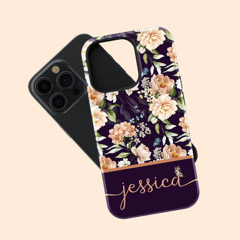 Blooming Flowers Custom Name iPhone Case