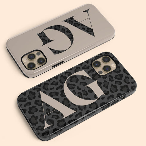 Oversized Leopard Custom Initials iPhone Case