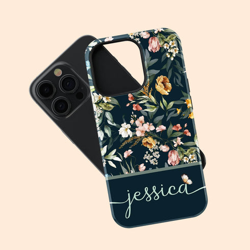 Elegant Flowers Custom Name iPhone Case