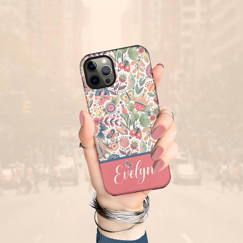 Cute Butterflies Custom Name iPhone Case