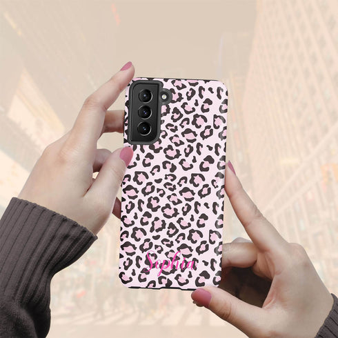 Light Leopard Personalized Name Galaxy Case