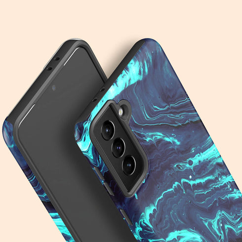 Turquoise Abstract Marble Custom Name Galaxy Case