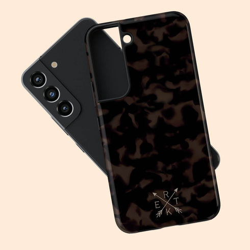Dark Tortoiseshell Custom Crossed Arrows Initials Galaxy Case