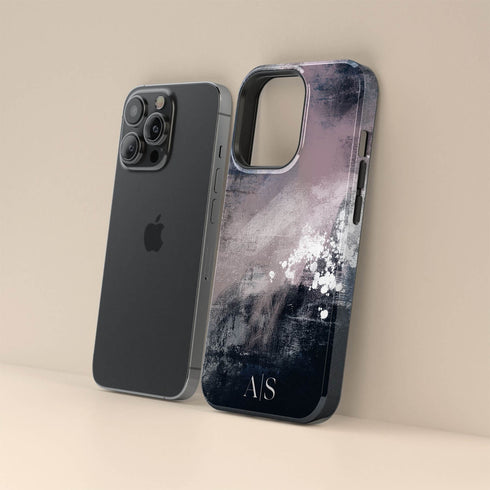Dark Abstract Oil Paint Custom Initials iPhone Case