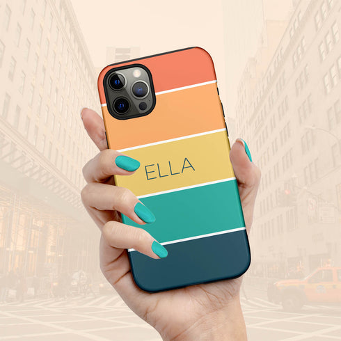 Ombre Stripes Custom Name iPhone Case
