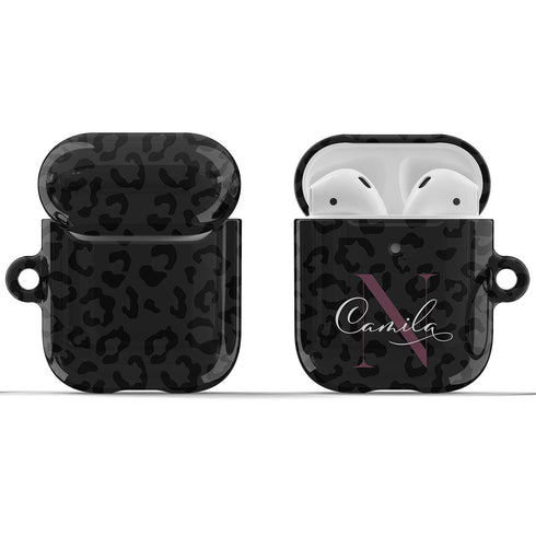 Monogram Personalized Dark Leopard AirPods Case