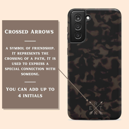 Dark Tortoiseshell Custom Crossed Arrows Initials Galaxy Case