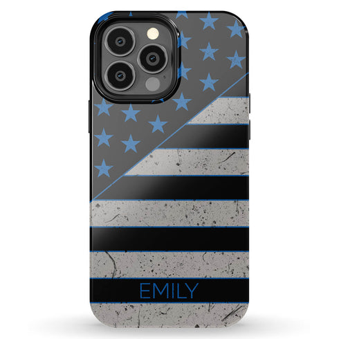 Diagonal American Flag Custom Name iPhone Case