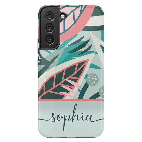 Tropical Flowers Custom Name Galaxy Case