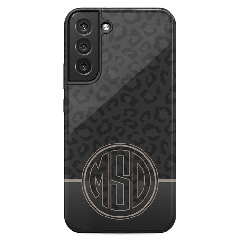 Dark Leopard Round Monogram Galaxy Case