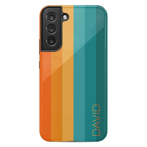 Orange & Teal Rainbow Custom Name Galaxy Case