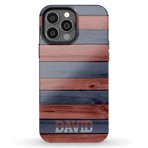 Wooden American Flag Custom Name iPhone Case