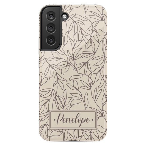 Boho Line Art Flowers Custom Name Galaxy Case