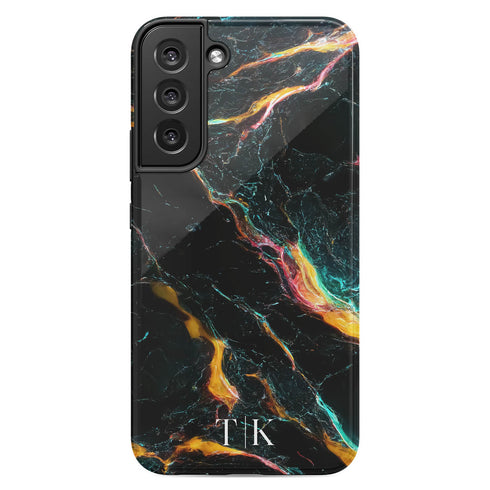 Cracked Marble Custom Initials Galaxy Case