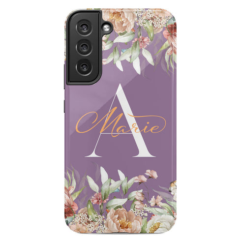 Blushing Flowers Monogram Custom Name Galaxy Case