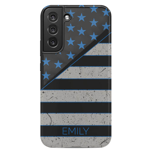 Diagonal American Flag Custom Name Galaxy Case