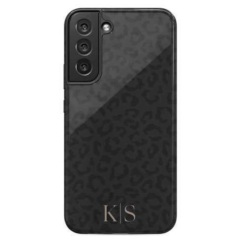 Black Leopard Custom Initials Galaxy Case