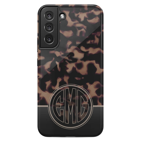 Dark Tortoiseshell Round Monogram Galaxy Case