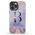 Floral Purple Monogram Custom Name iPhone Case