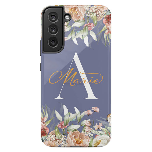 Blushing Flowers Monogram Custom Name Galaxy Case