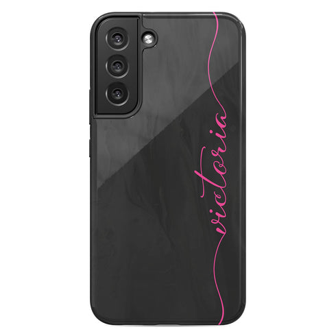 Personalized Name Calligraphy Galaxy Case - Black & Hot Pink