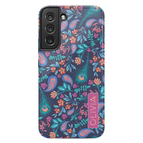 Paisley Peacock Custom Name Galaxy Case